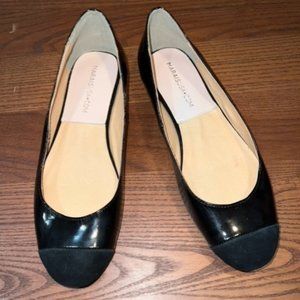 Marais USA Patent Leather Black Ballet Flats with Suede Toe